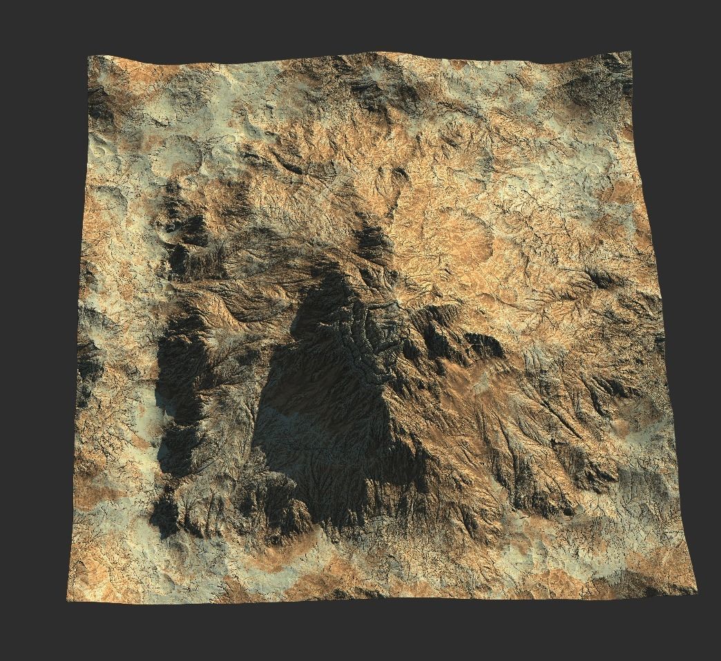 16k Seamless Craters Mountain Surface 4 Variations Low-poly 3D model_5