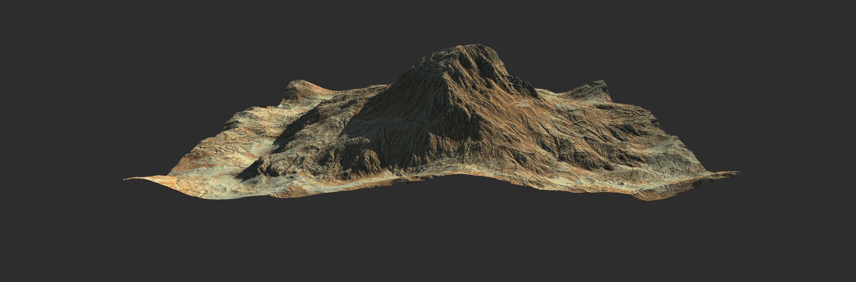 16k Seamless Craters Mountain Surface 4 Variations Low-poly 3D model_17