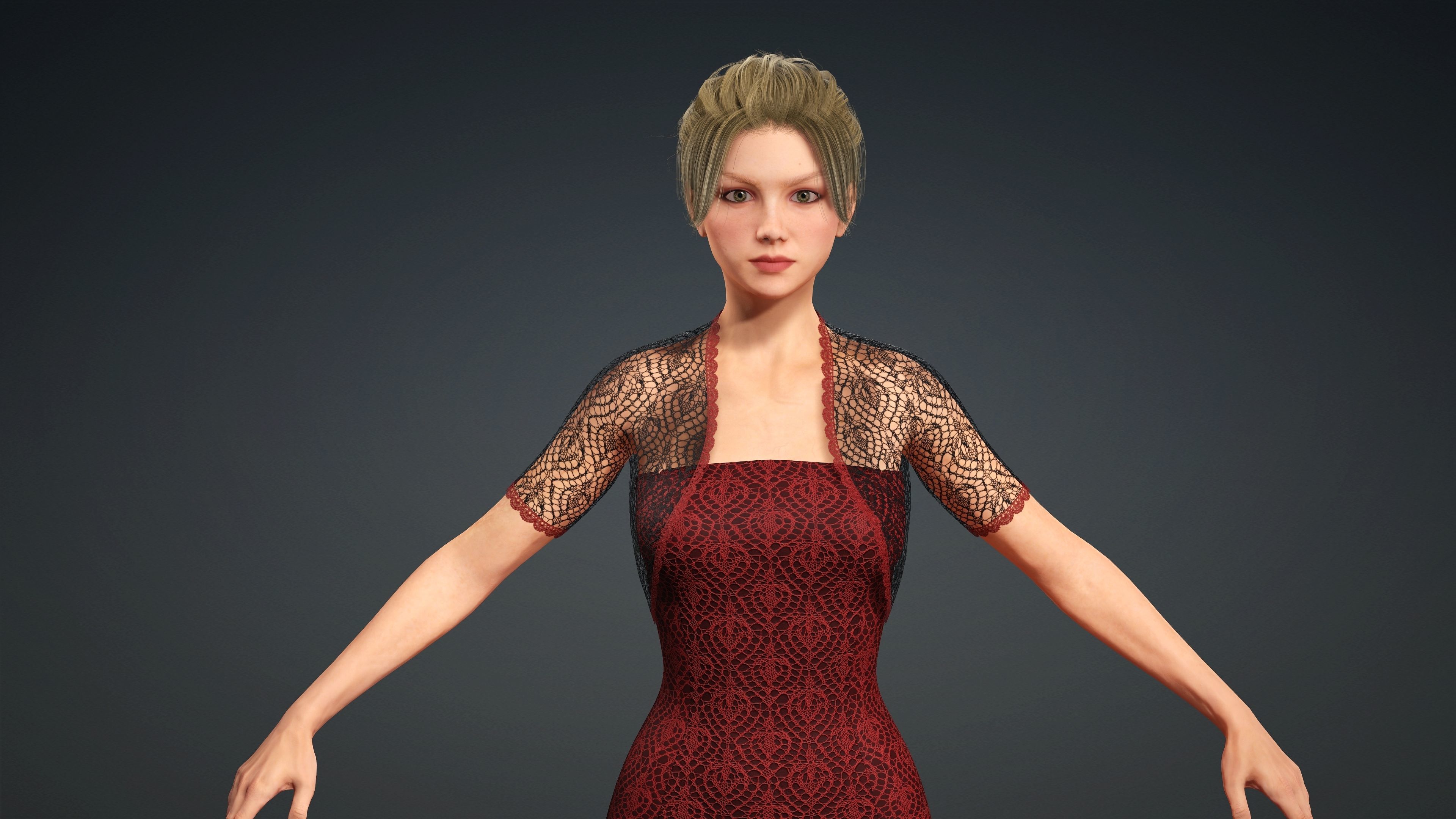 Sexy Character - Fully Rigged 3D model Low-poly 3D model_2