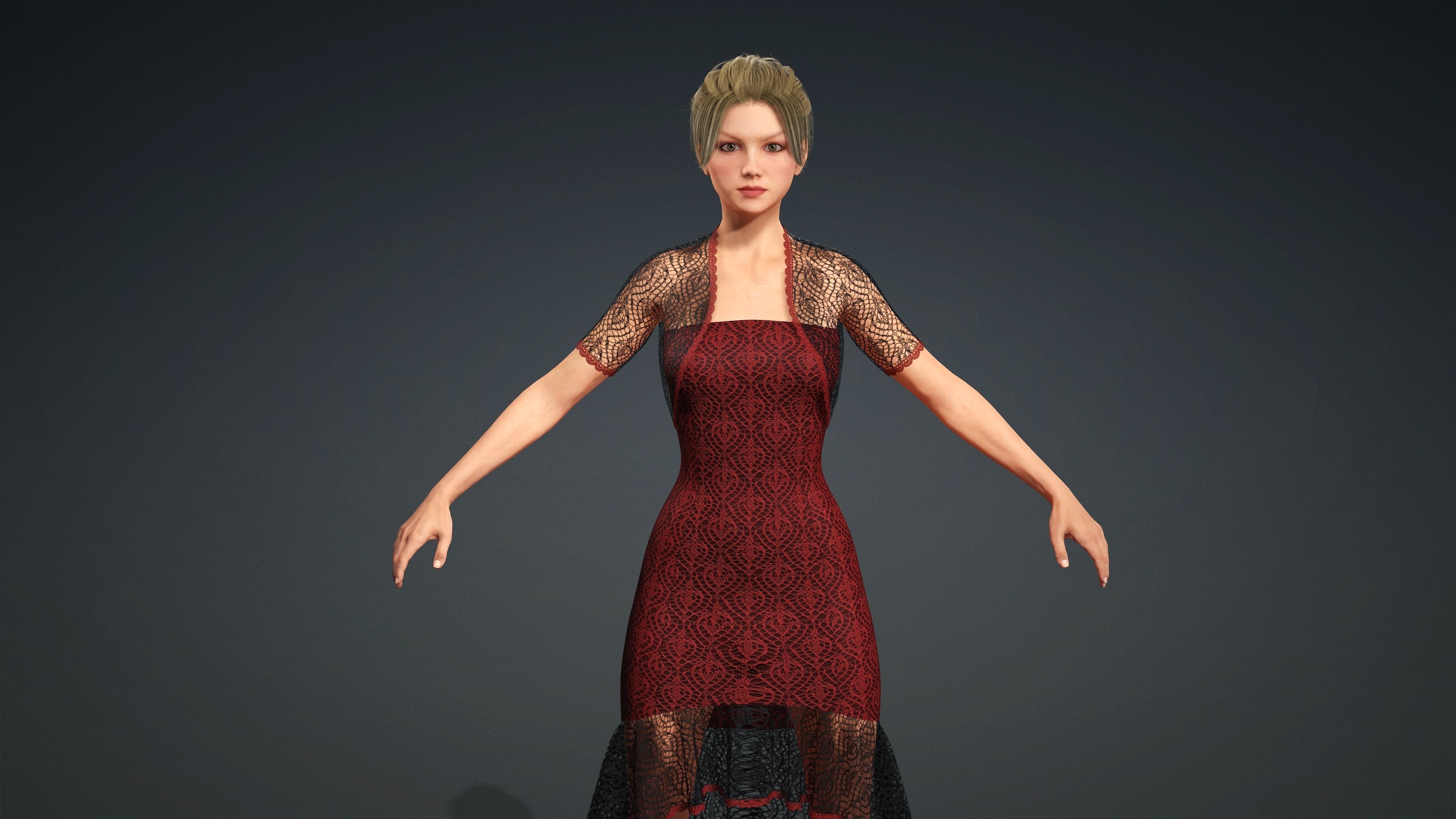 Sexy Character - Fully Rigged 3D model Low-poly 3D model_1