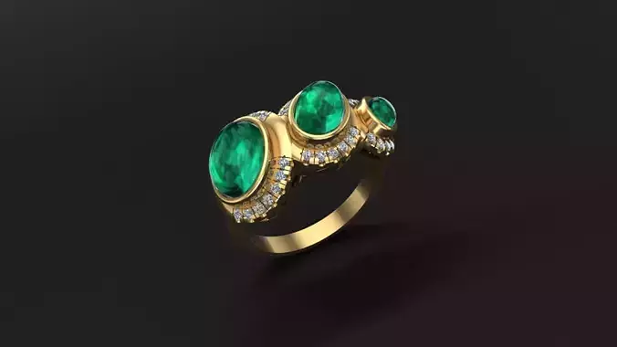 Diamond and Cabochon Ring