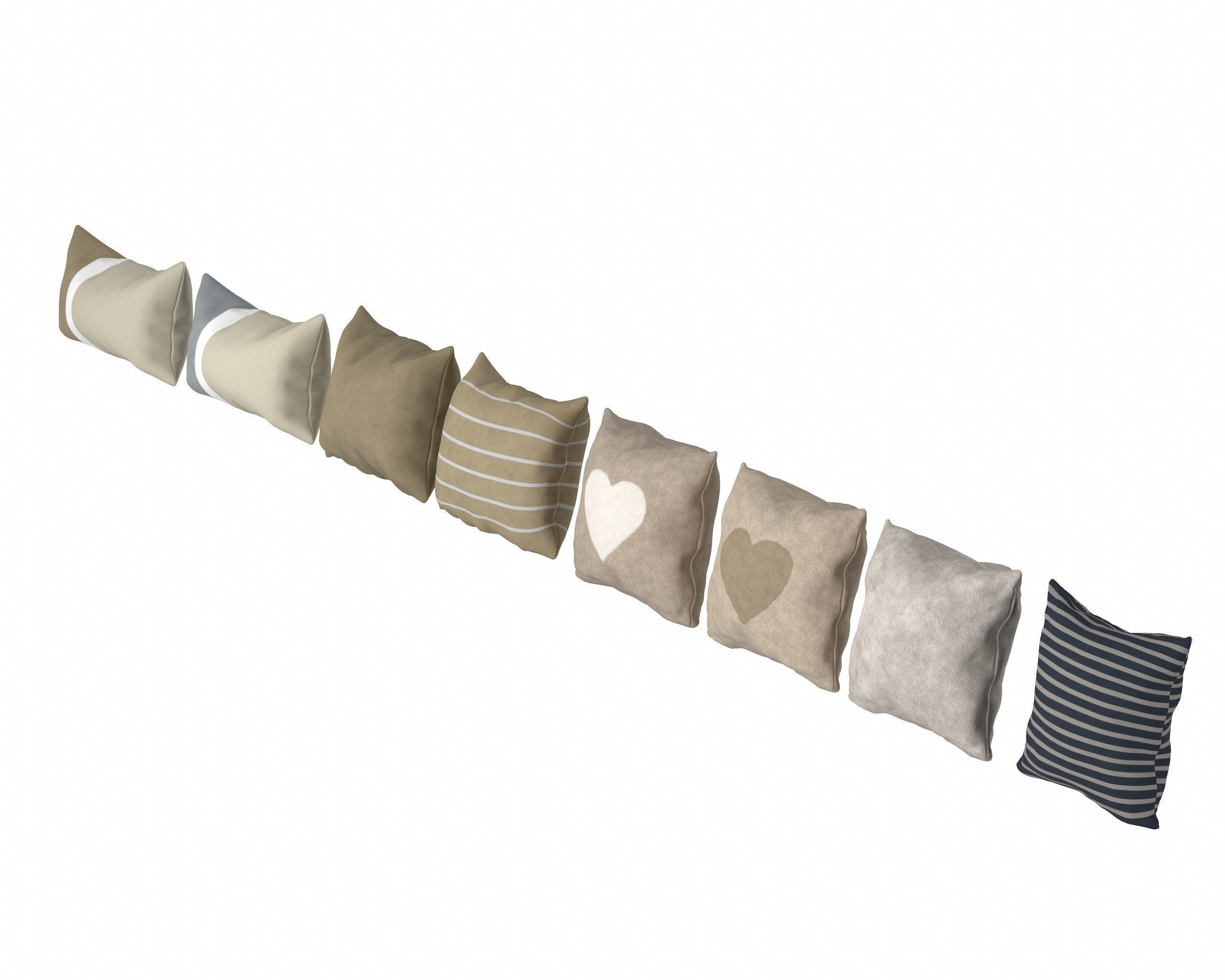Neutral Linen Pillow Collection 3D model_3