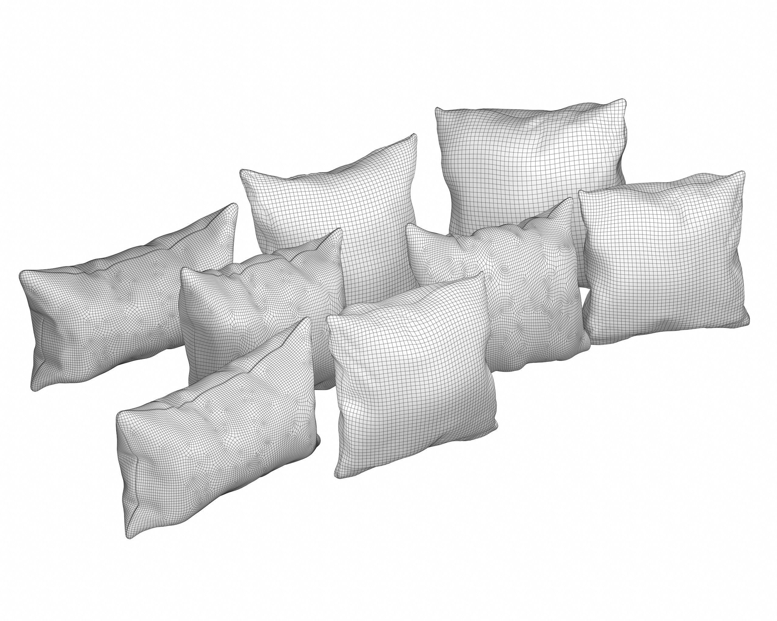 Neutral Linen Pillow Collection 3D model_22