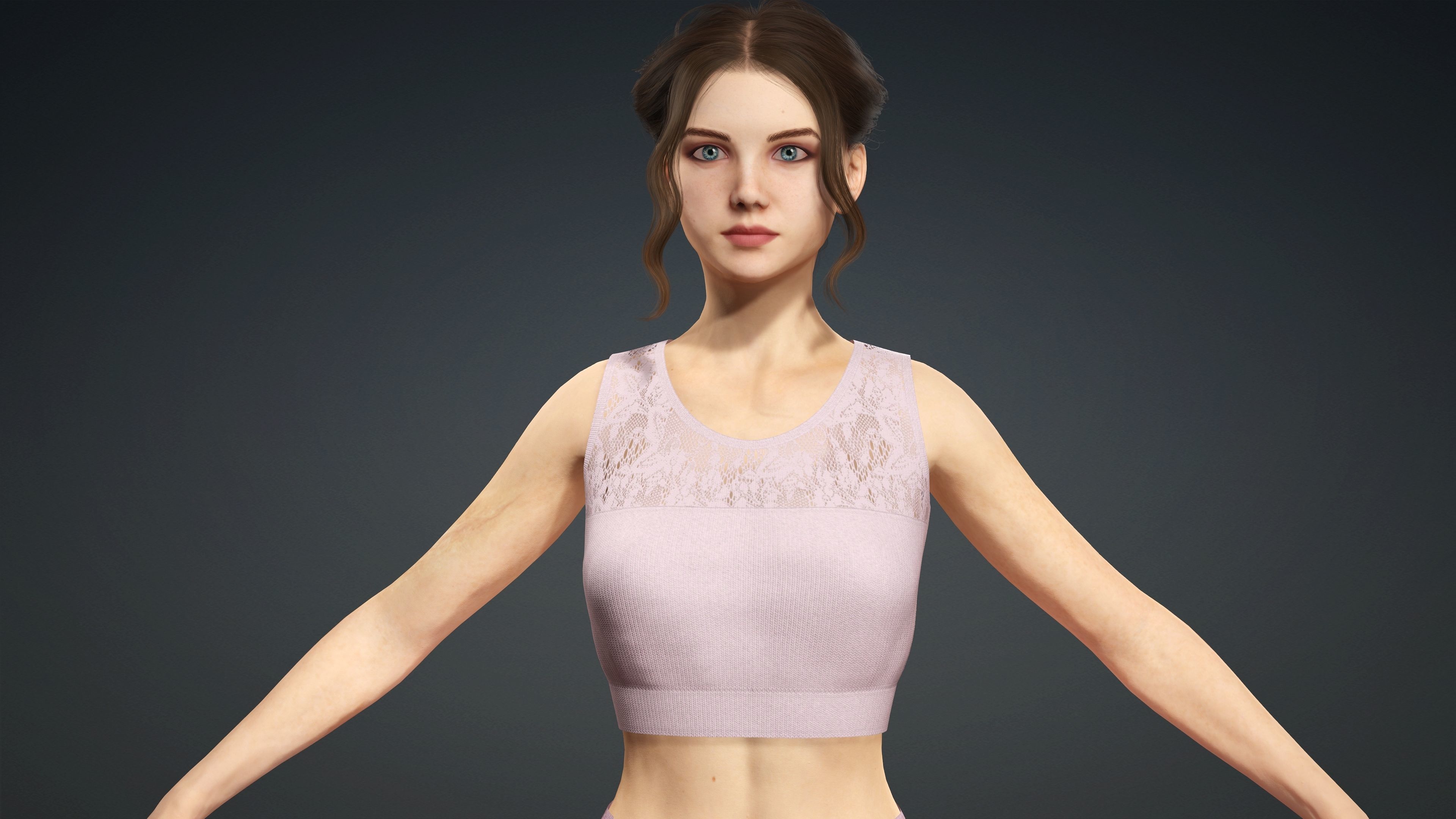 Sexy Character - Fully Rigged 3D model Low-poly 3D model_1