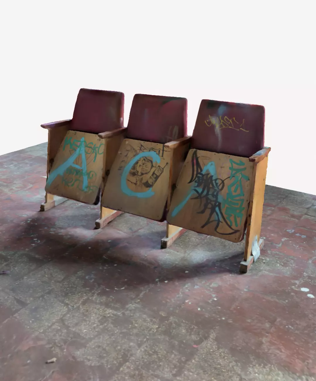 Vintage theater seats photogrammetry  3D model_0
