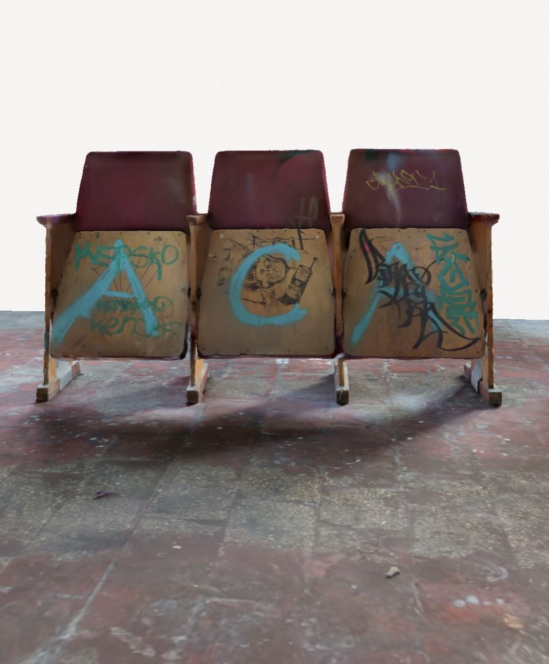 Vintage theater seats photogrammetry  3D model_2