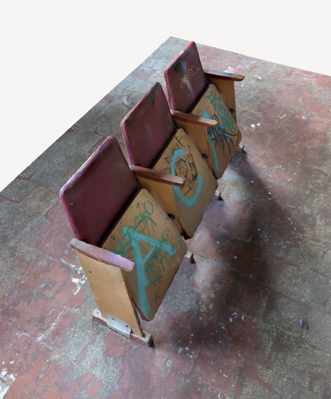 Vintage theater seats photogrammetry  3D model_3