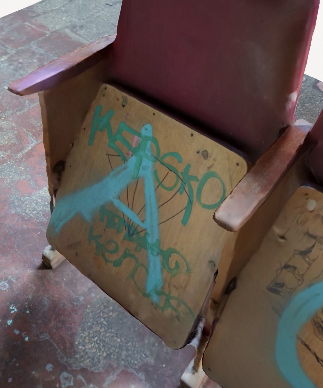 Vintage theater seats photogrammetry  3D model_7