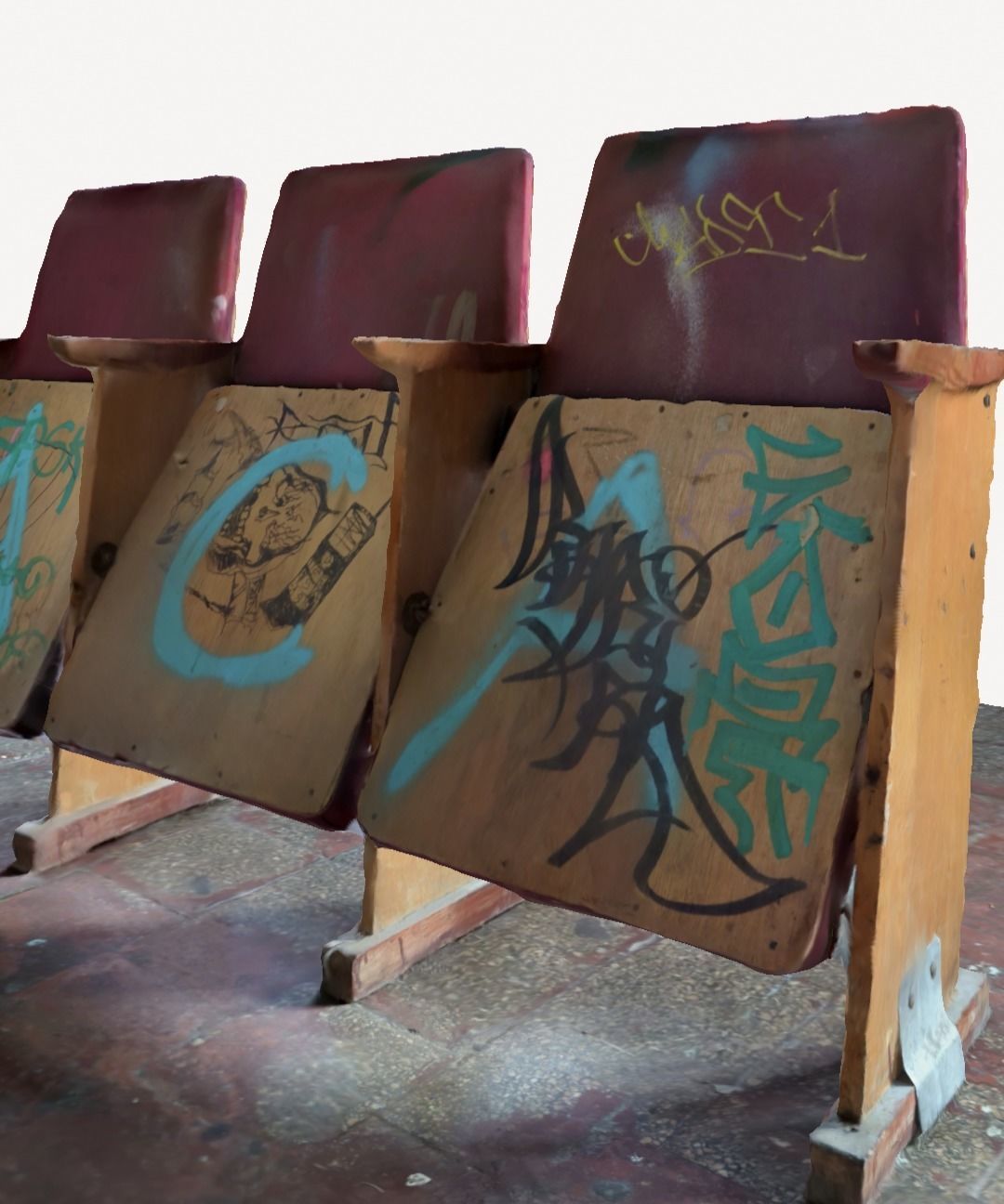 Vintage theater seats photogrammetry  3D model_5
