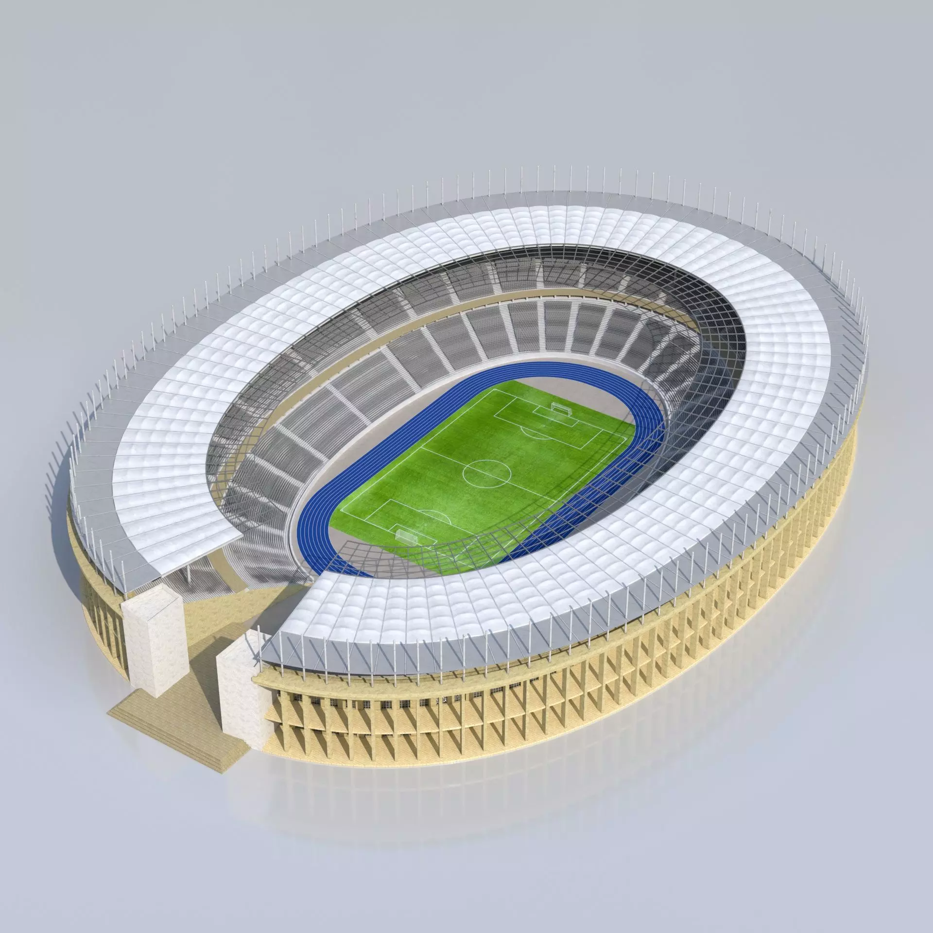 Olympiastadion Berlin Euro 2024 Low-poly 3D model_0