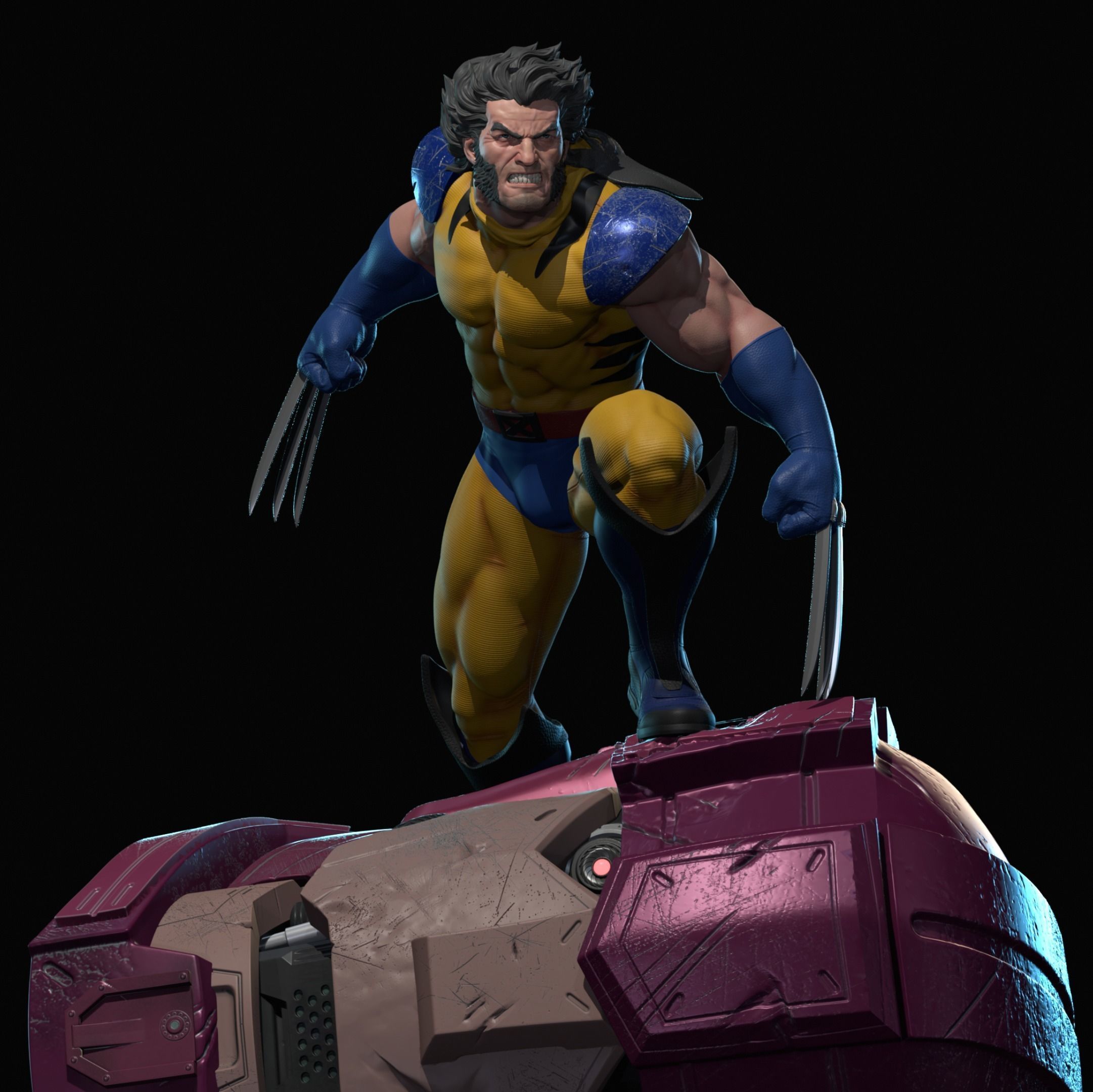 Wolverine vs Sentinel statue for 3d printing 3D print model_1
