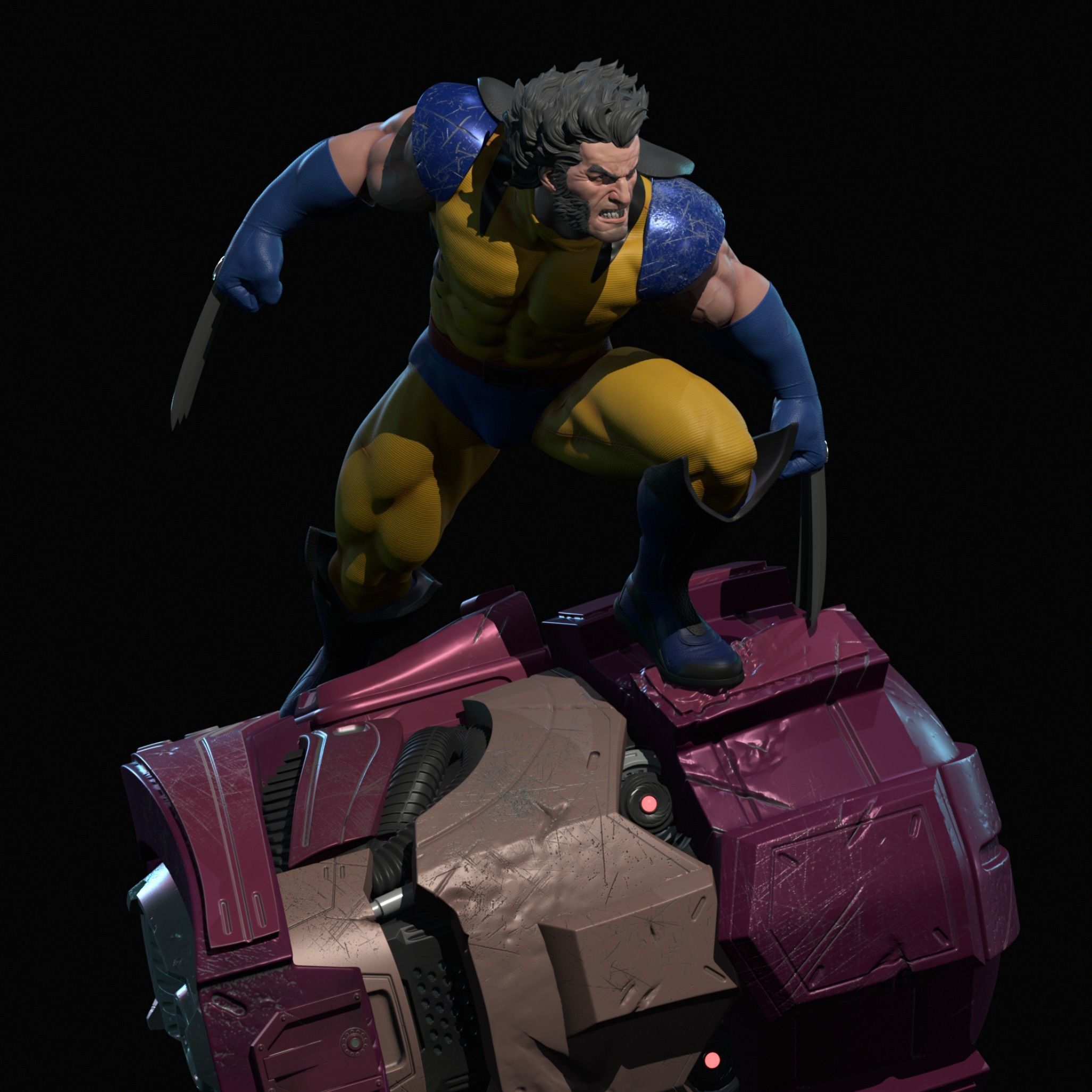 Wolverine vs Sentinel statue for 3d printing 3D print model_5