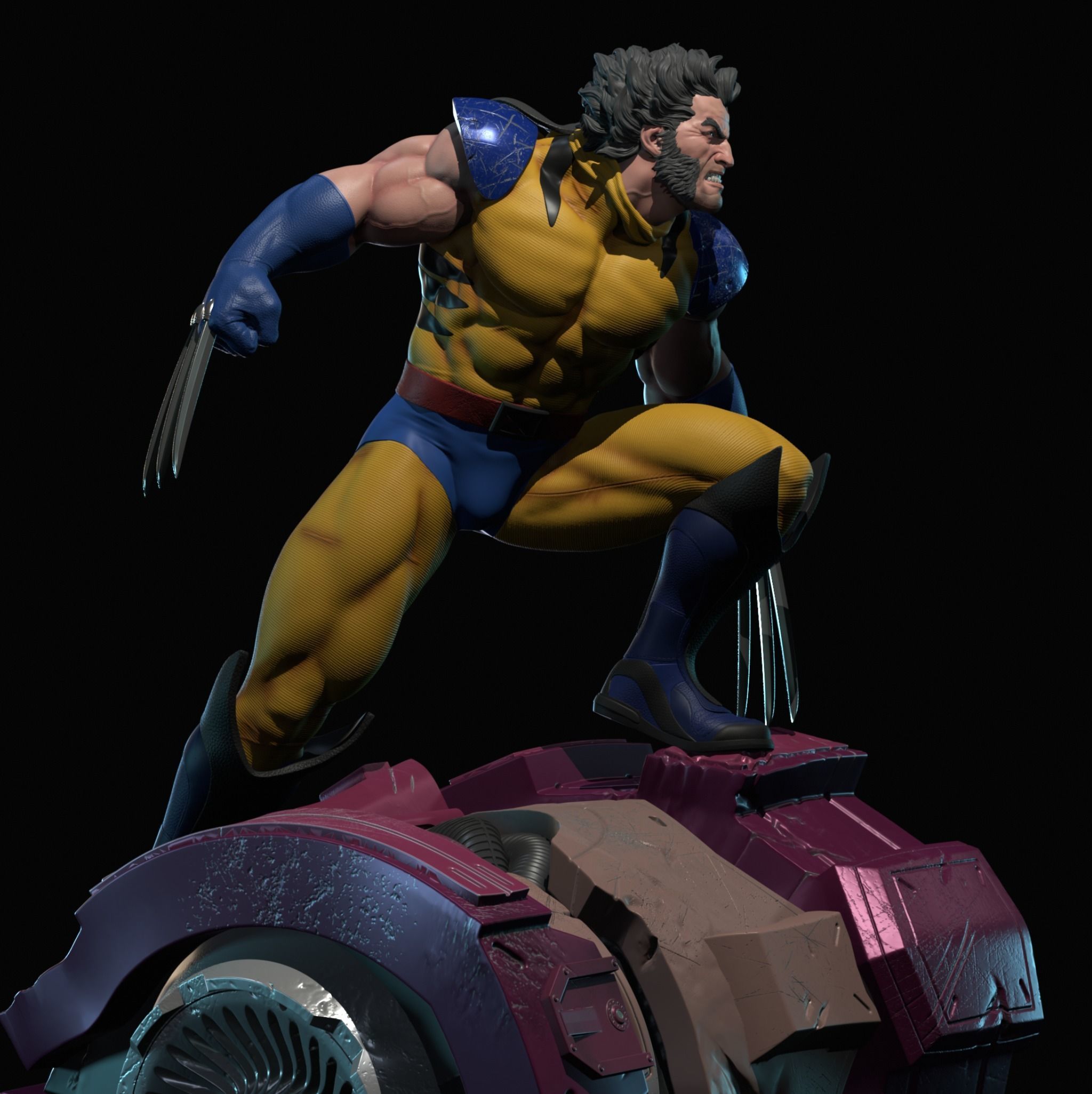 Wolverine vs Sentinel statue for 3d printing 3D print model_3
