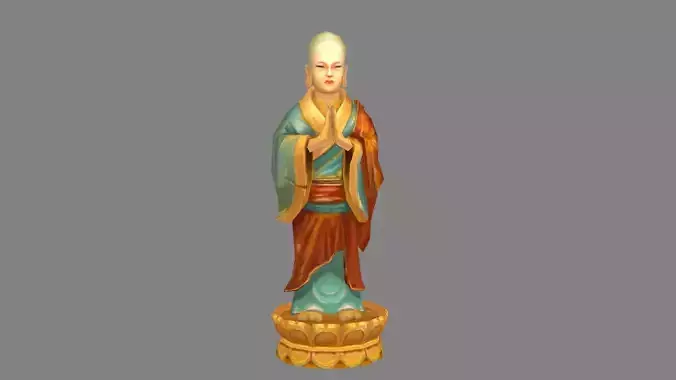 Cartoon monk statue - A standing Buddha statue