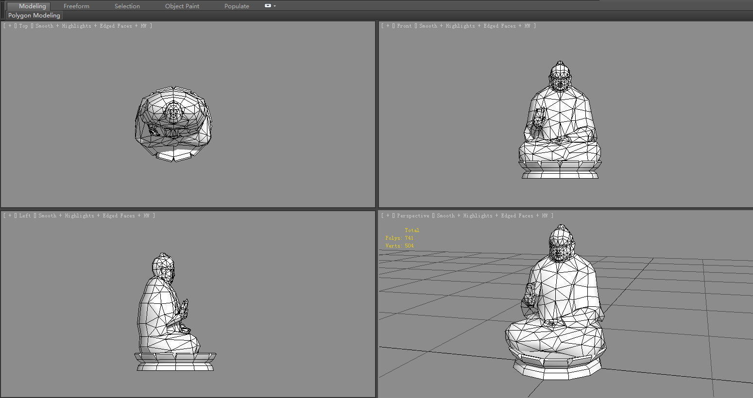 Seated Buddha statue Low-poly 3D model_5