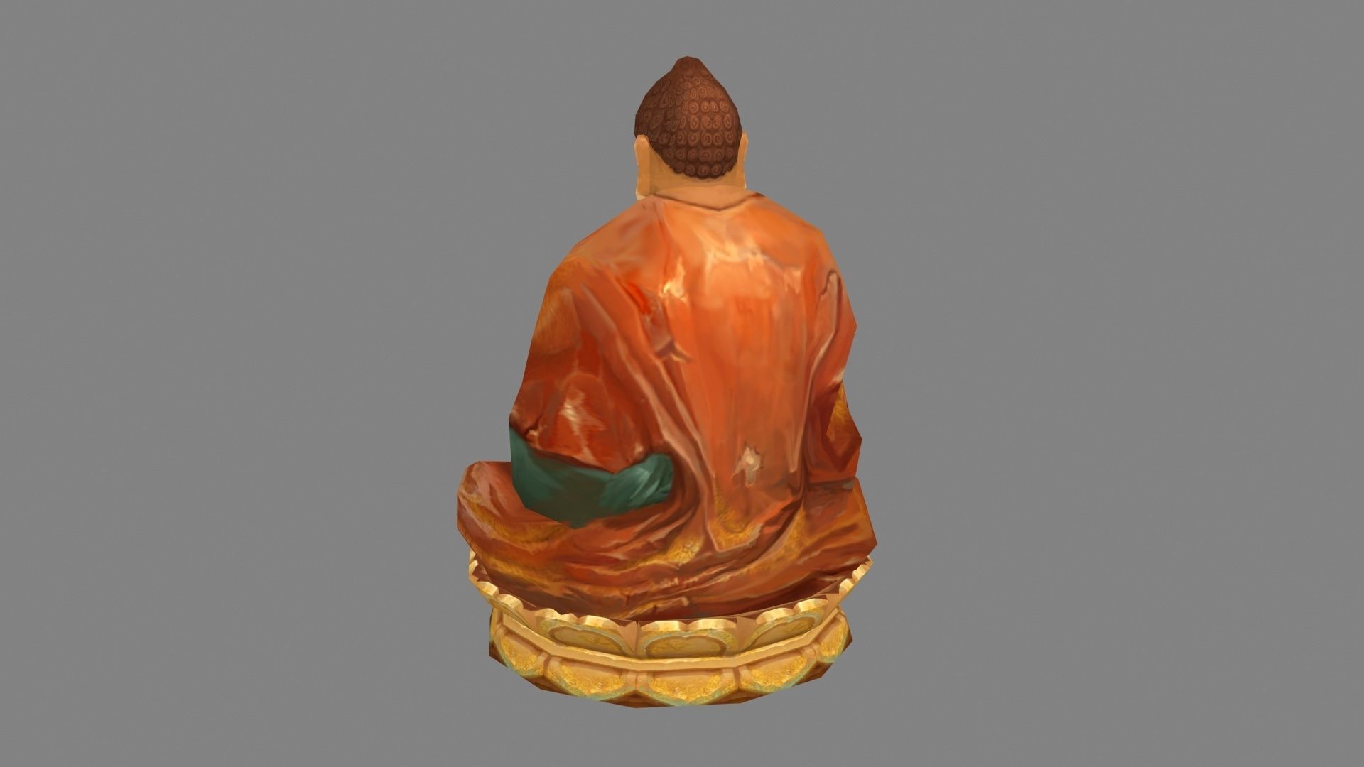 Seated Buddha statue Low-poly 3D model_2
