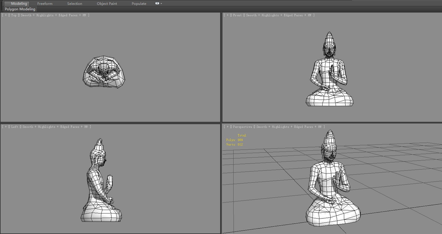 Golden Buddha statue - seated Buddha Low-poly 3D model_5