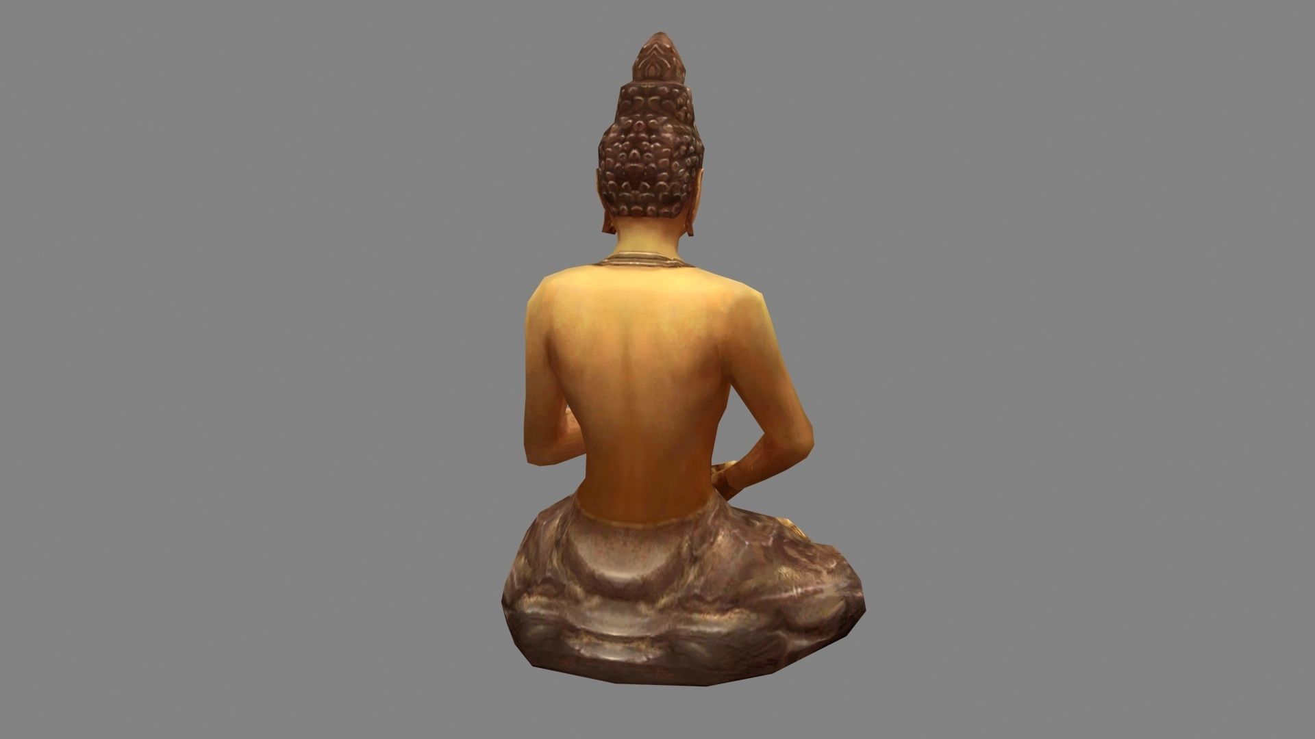 Golden Buddha statue - seated Buddha Low-poly 3D model_2