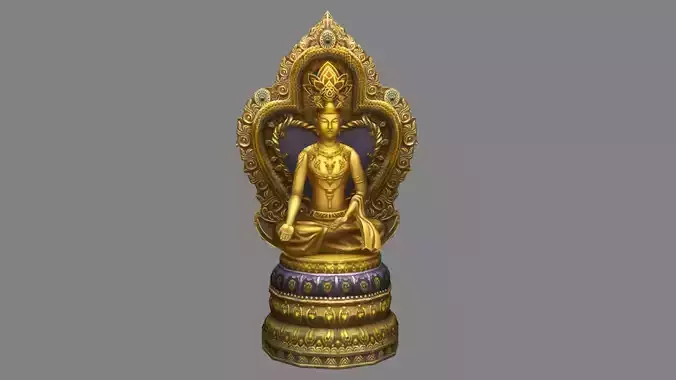 Golden Buddha statue - seated Buddha - Palms spread out