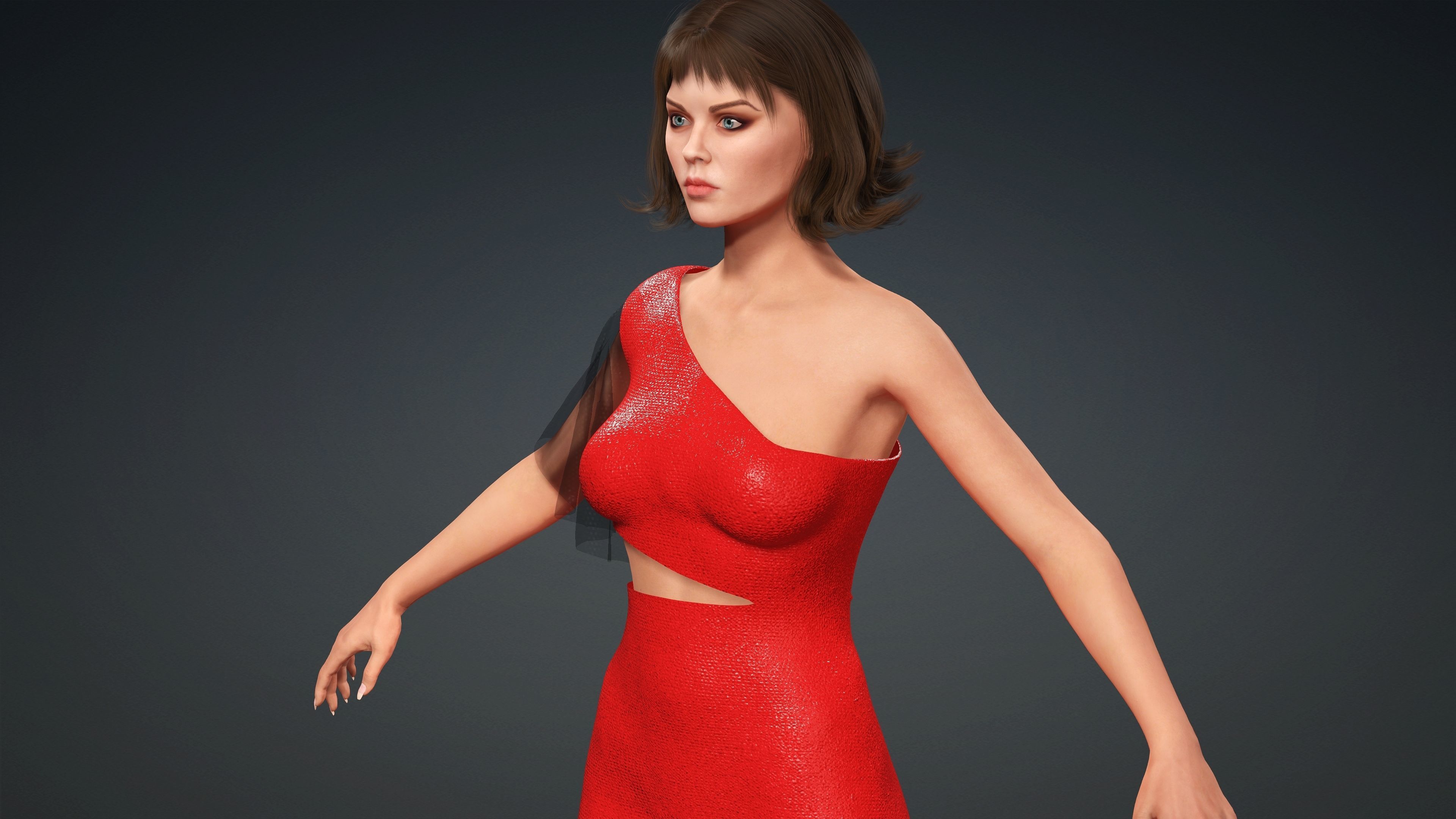 Sexy Character - Fully Rigged 3D model Low-poly 3D model_4