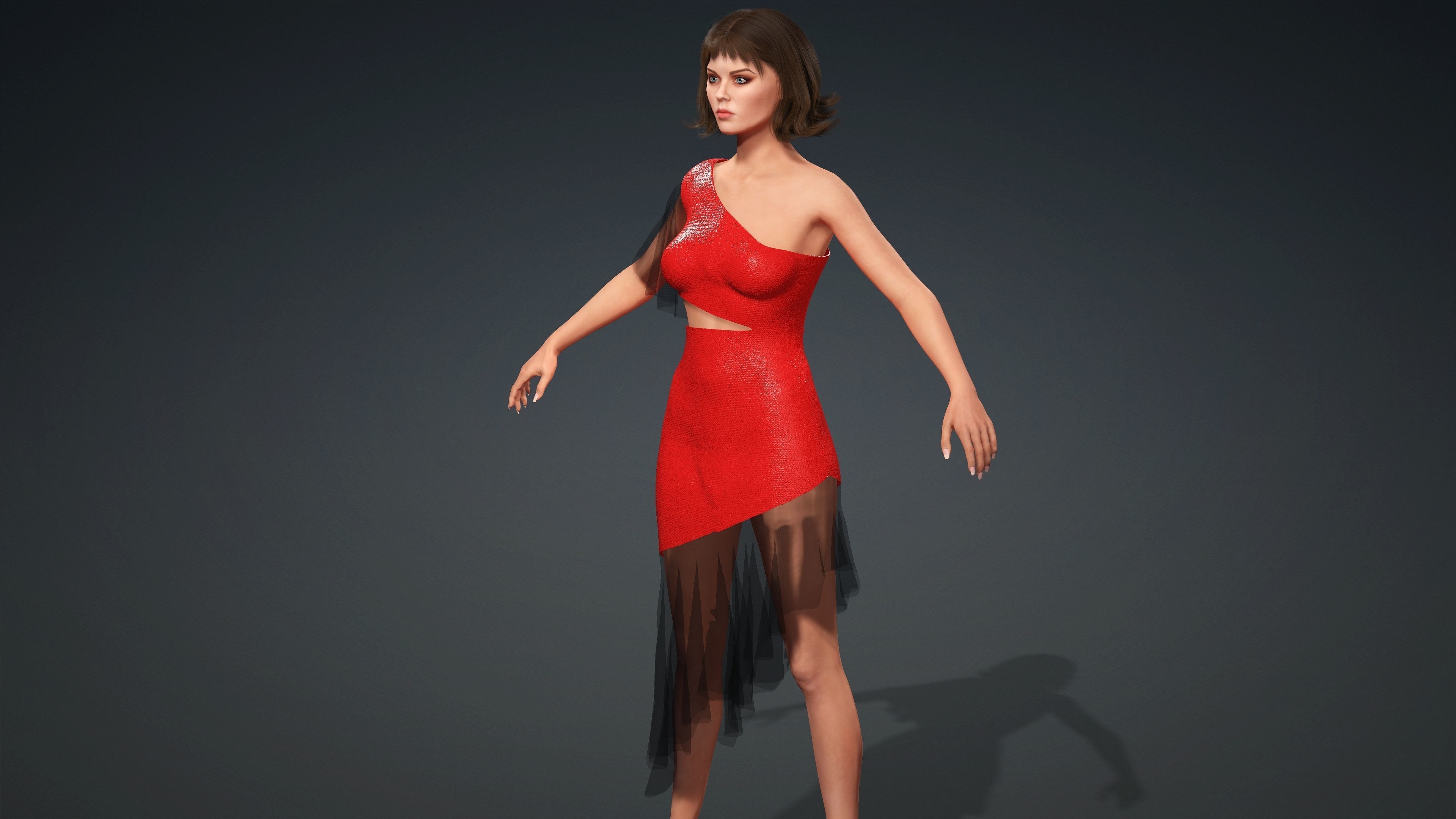 Sexy Character - Fully Rigged 3D model Low-poly 3D model_5