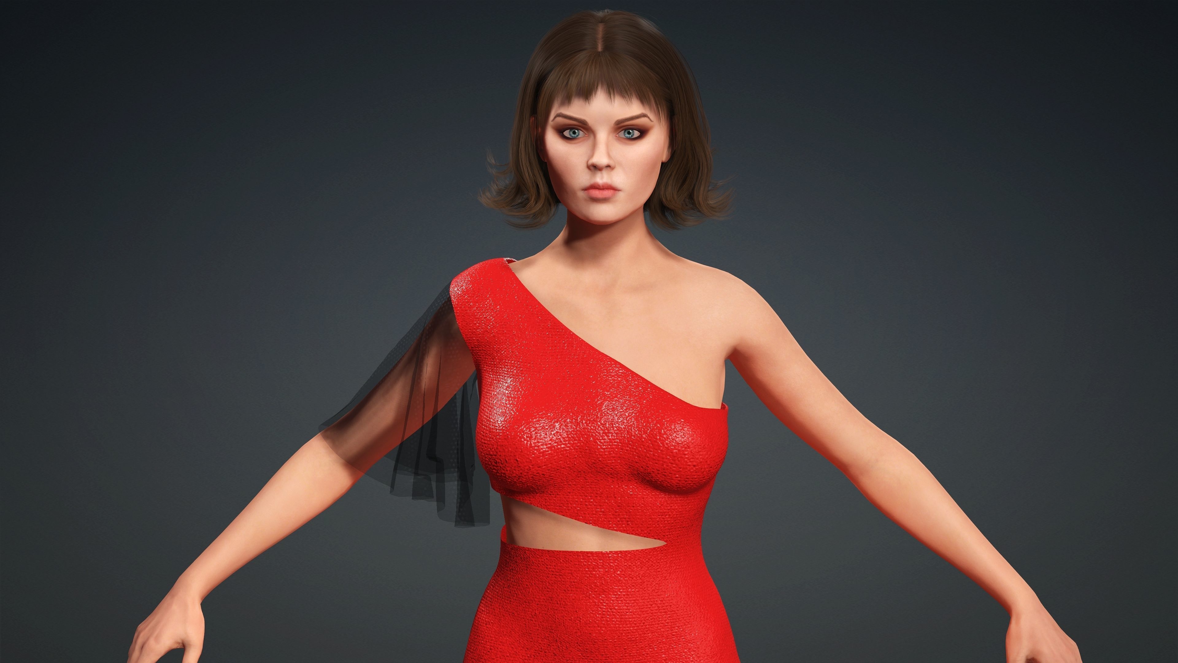 Sexy Character - Fully Rigged 3D model Low-poly 3D model_1