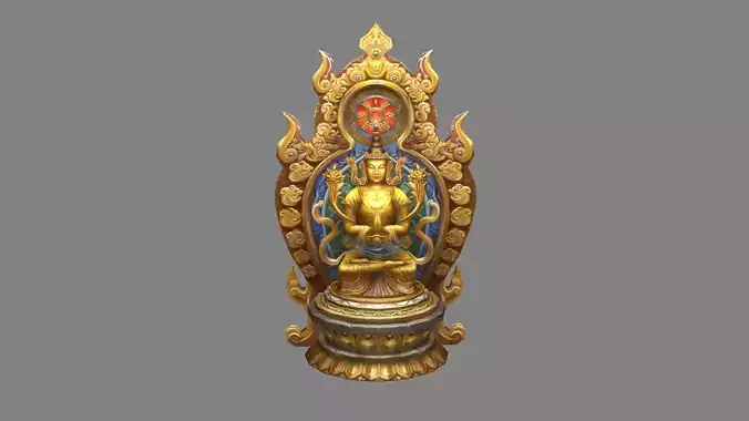 Golden Buddha statue - seated Buddha - Palms together
