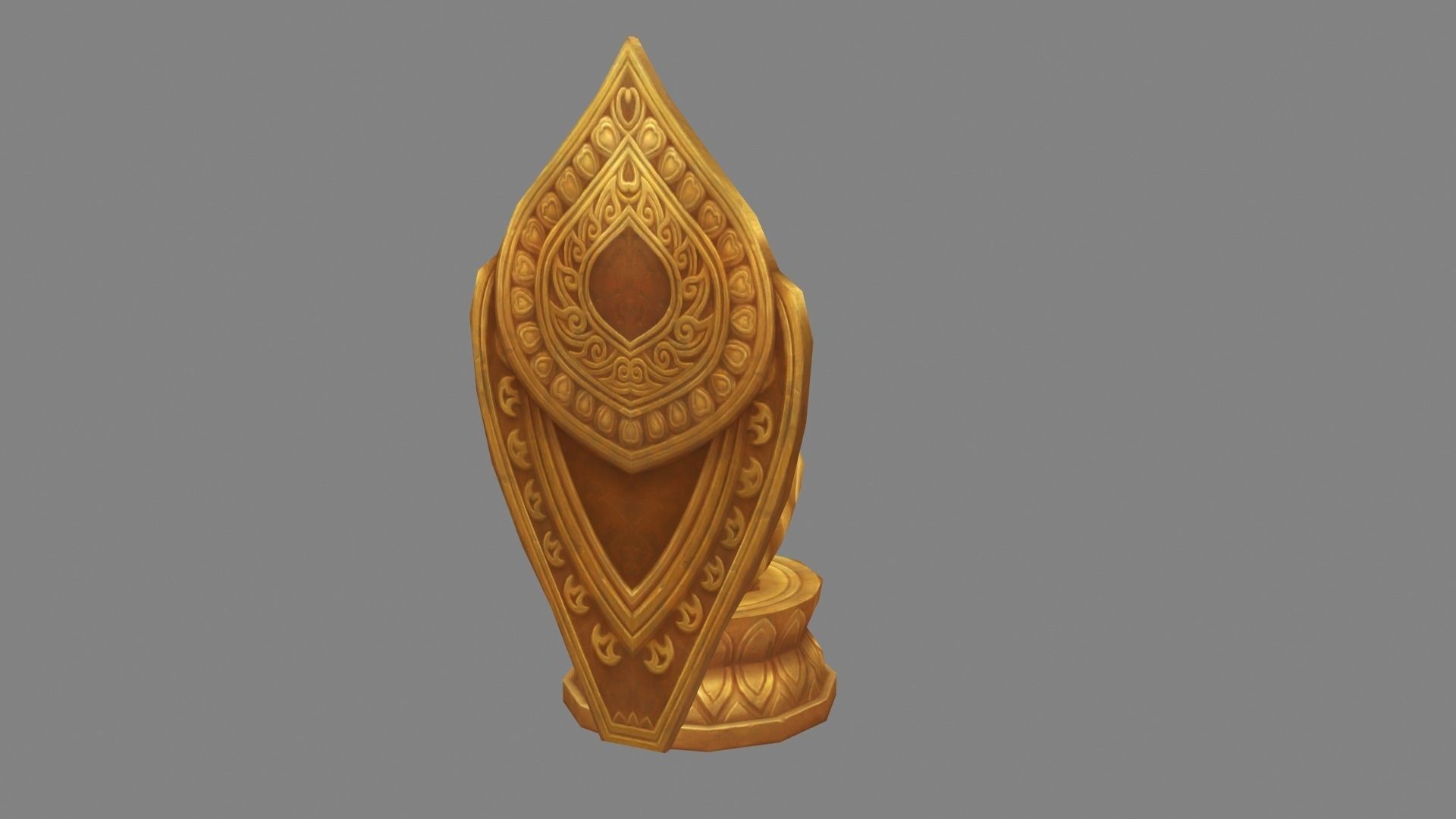 Golden Bodhisattva statue - A squatting Buddha statue Low-poly 3D model_3
