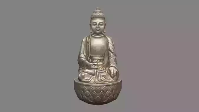 Stone Buddha statue - seated Buddha Low-poly 3D model
