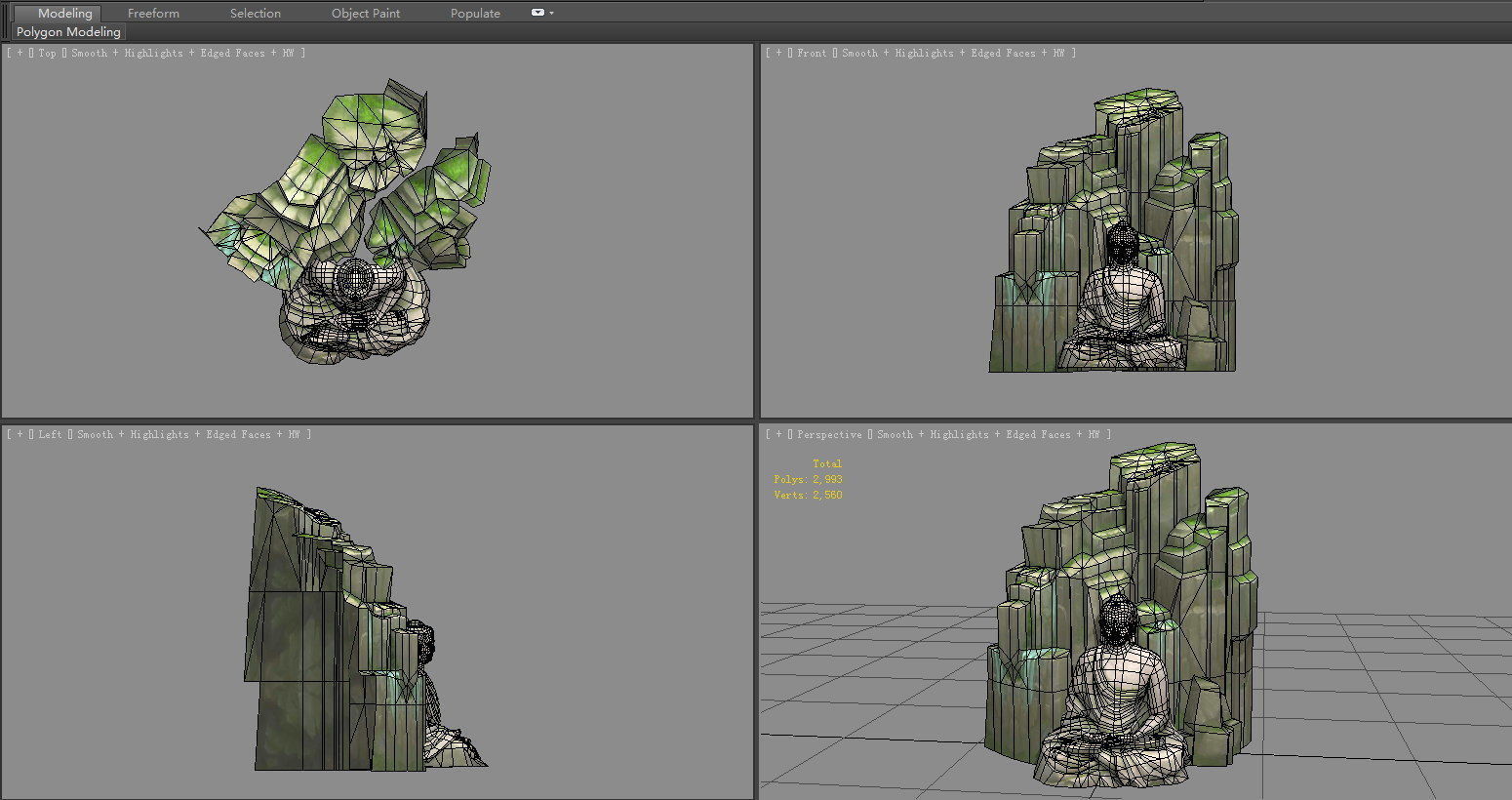 A Giant Buddha Standing by Mountains and Rivers Low-poly 3D model_4