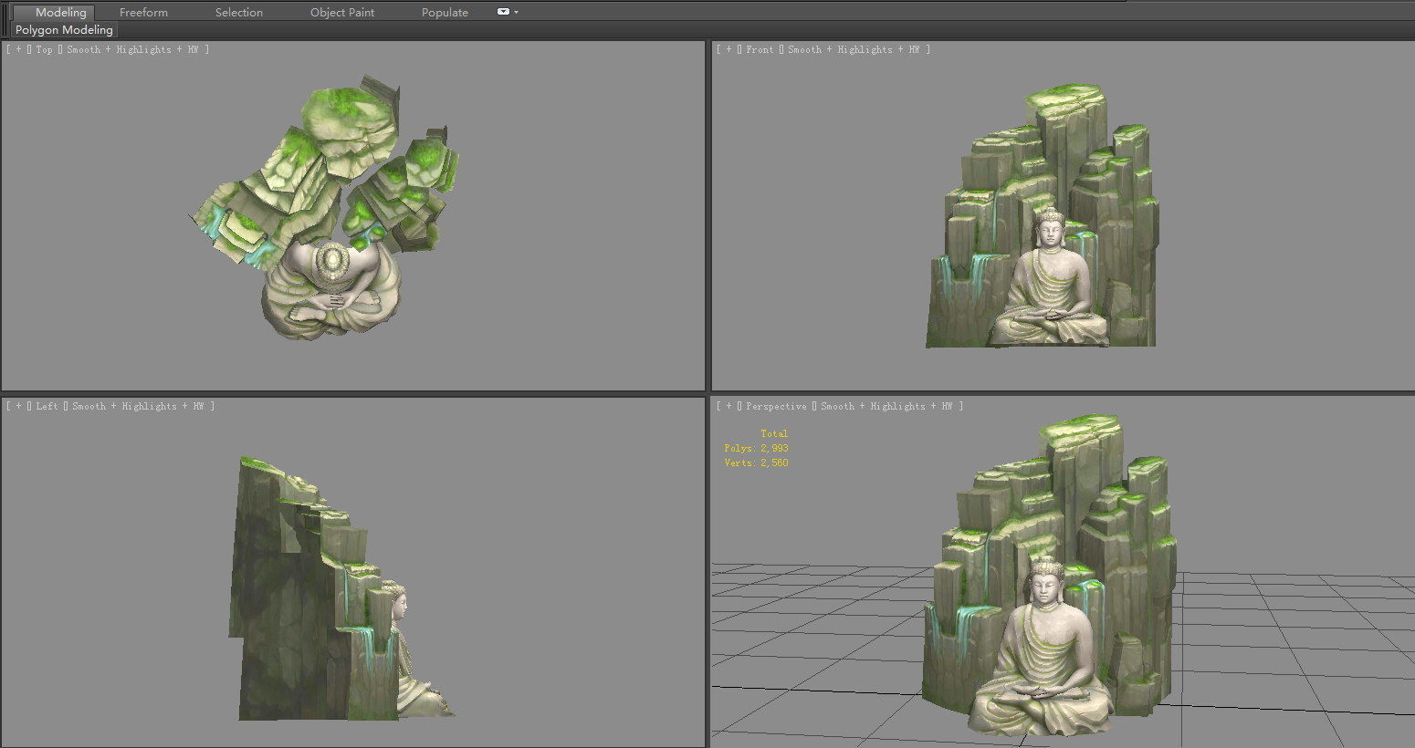 A Giant Buddha Standing by Mountains and Rivers Low-poly 3D model_3