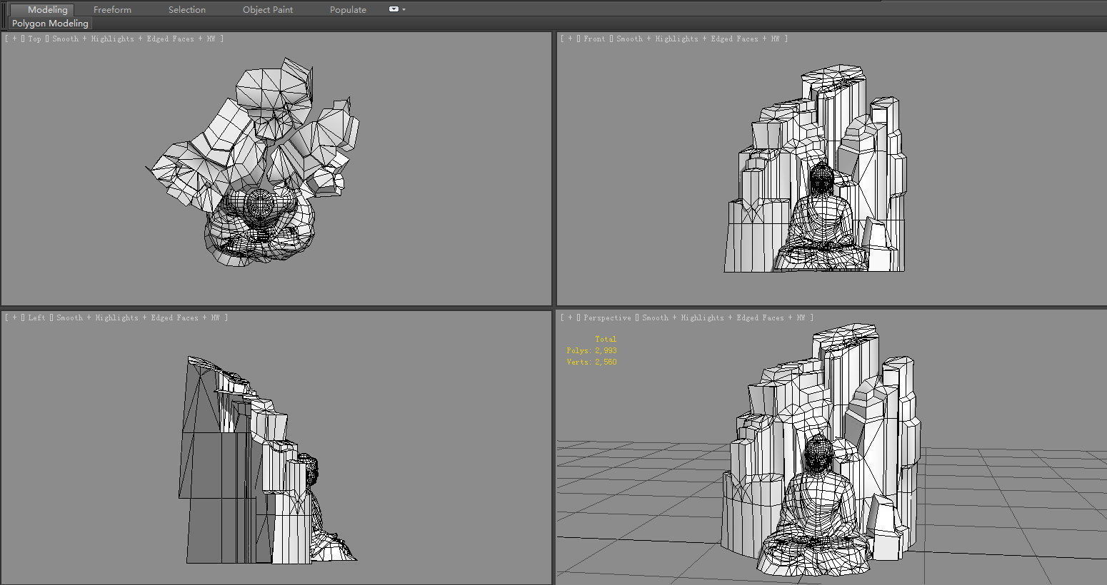 A Giant Buddha Standing by Mountains and Rivers Low-poly 3D model_5