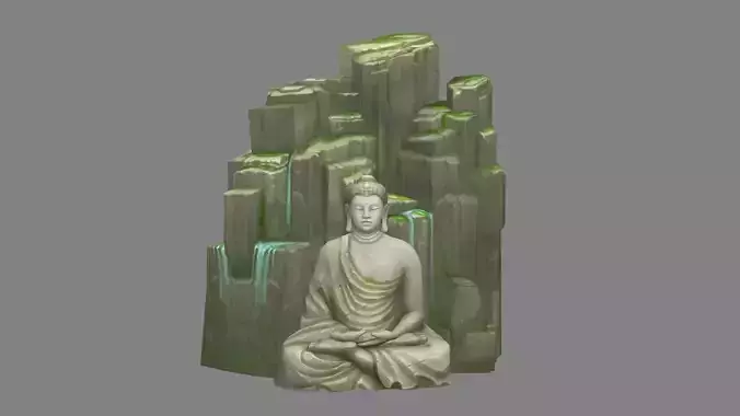 A Giant Buddha Standing by Mountains and Rivers Low-poly 3D model