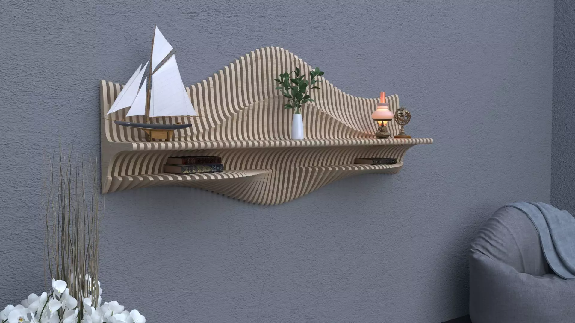 parametric wall art 3d model and DXF cutting file1 3D model