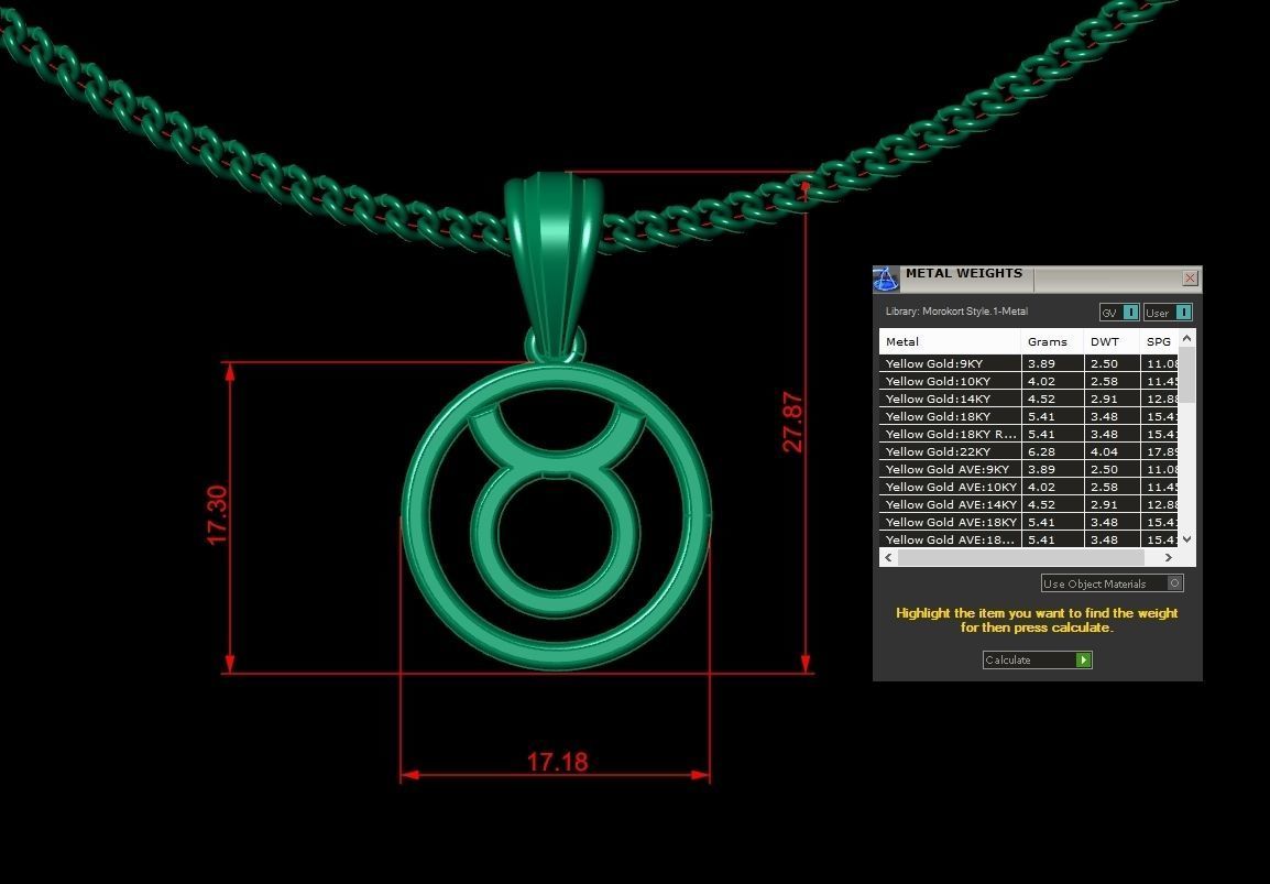 Taurus Original Pendant Design Version 2 3D print model_1