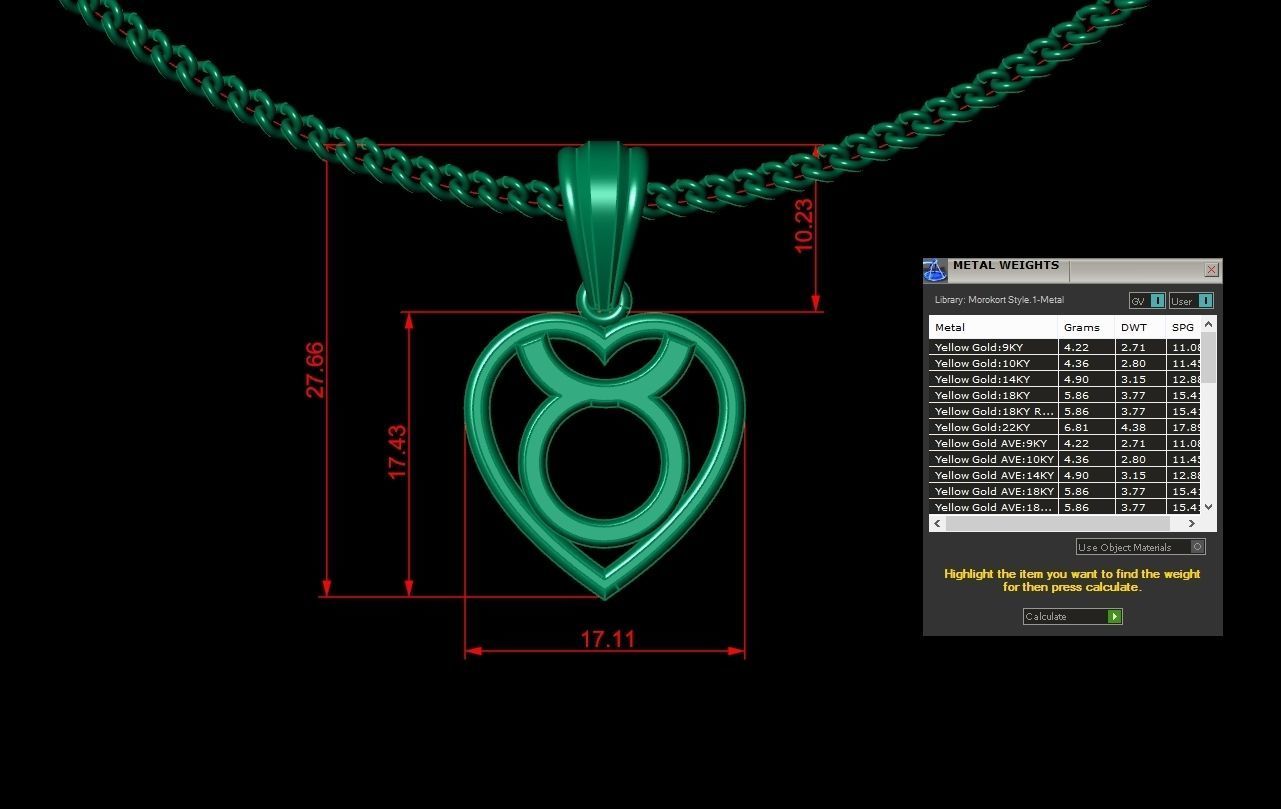 Taurus Original Heart Pendant Design Version 3 3D print model_1