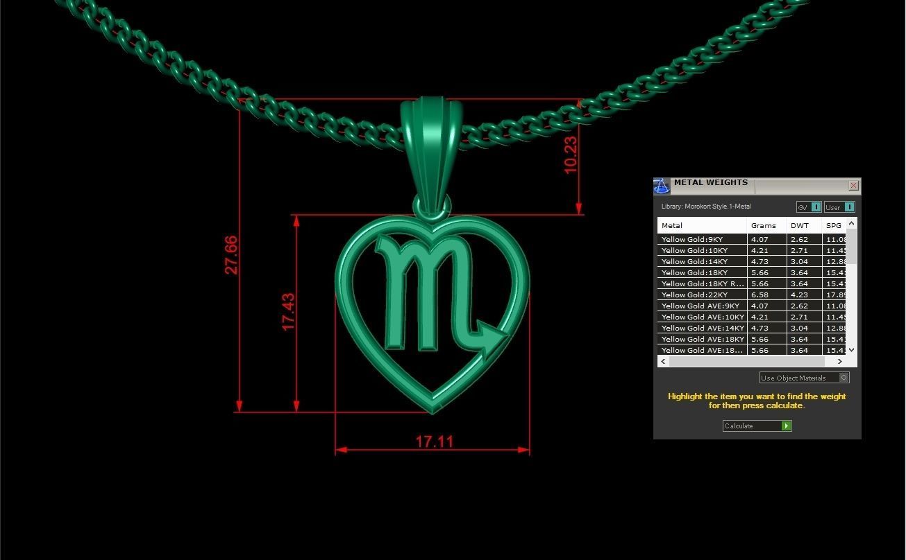 Scorpio Original Heart Pendant Design Version 3 3D print model_1