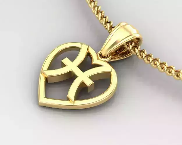Pisces Original Heart Pendant Design Version 3 3D print model