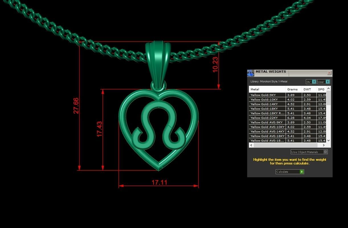 Leo Original Heart Pendant Design Version 3 3D print model_1
