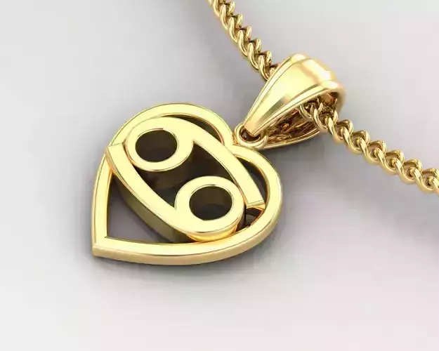 Cancer Original Heart Pendant Design Version 3 3D print model