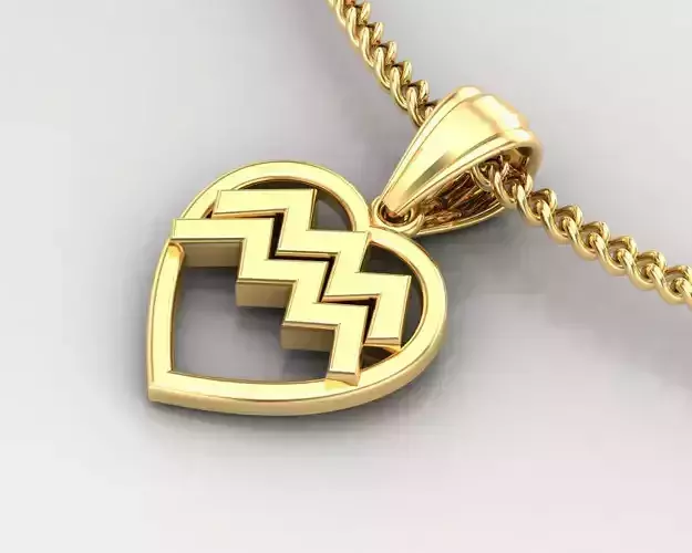 Aquarius Original Heart Pendant Design Version 3 3D print model