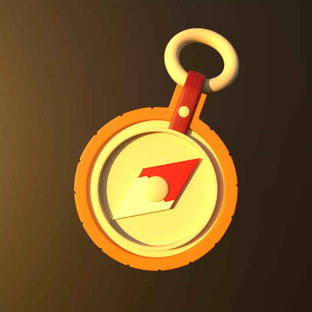 3D Compass Game asset Cartoon Low-poly 3D model