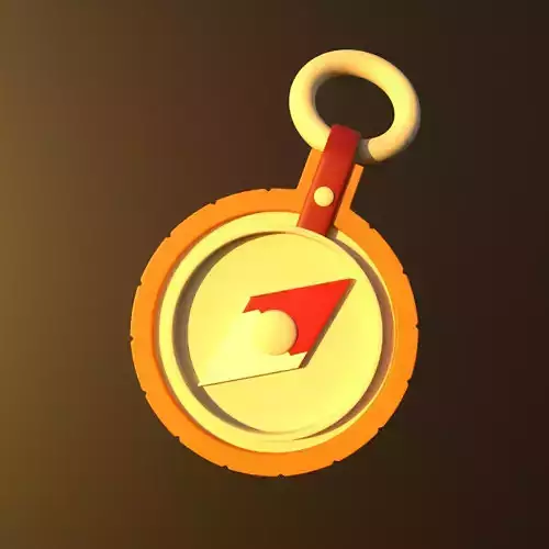 3D Compass Game asset Cartoon Low-poly 3D model
