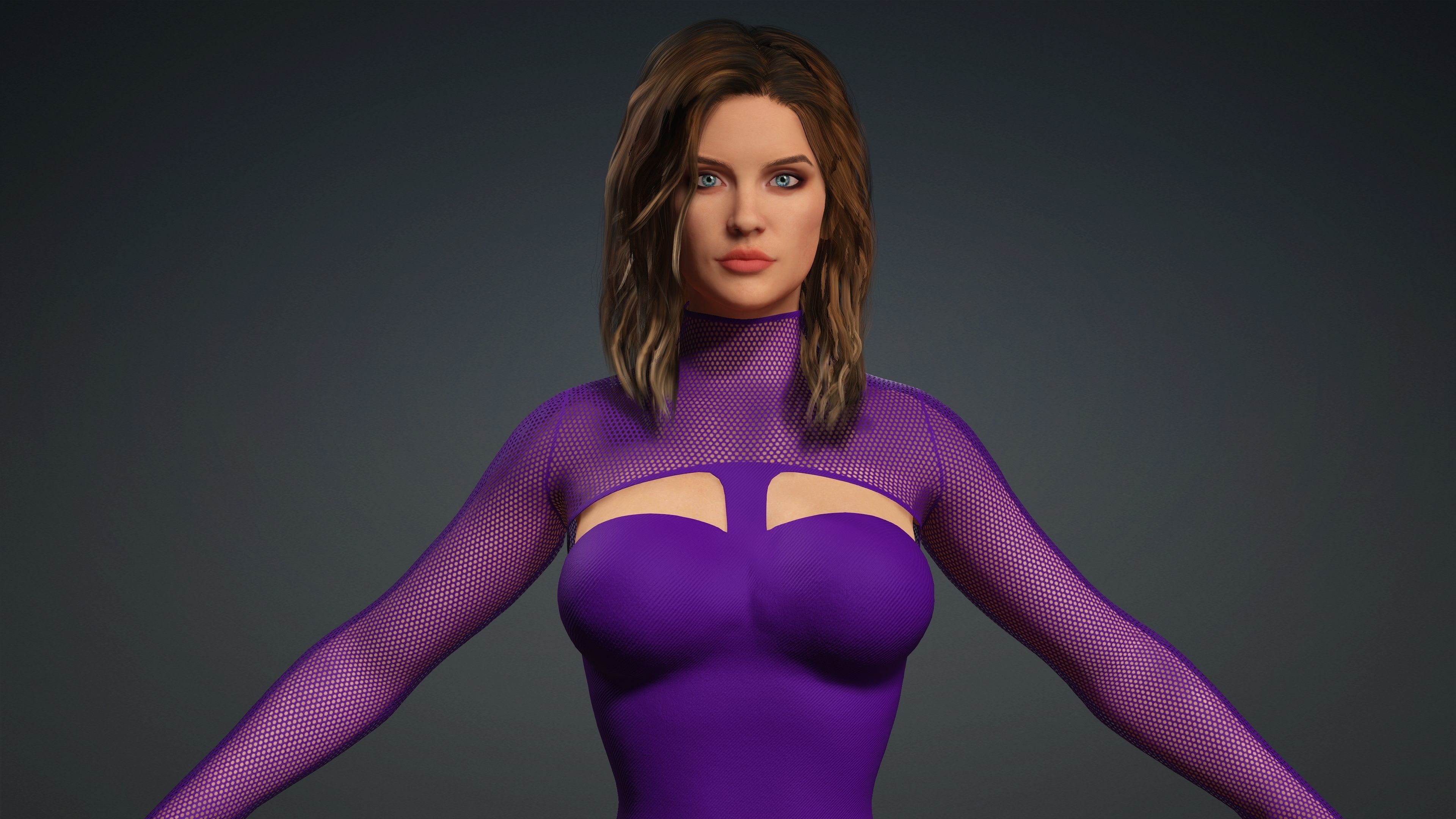 Sexy Character - Fully Rigged 3D model Low-poly 3D model_1