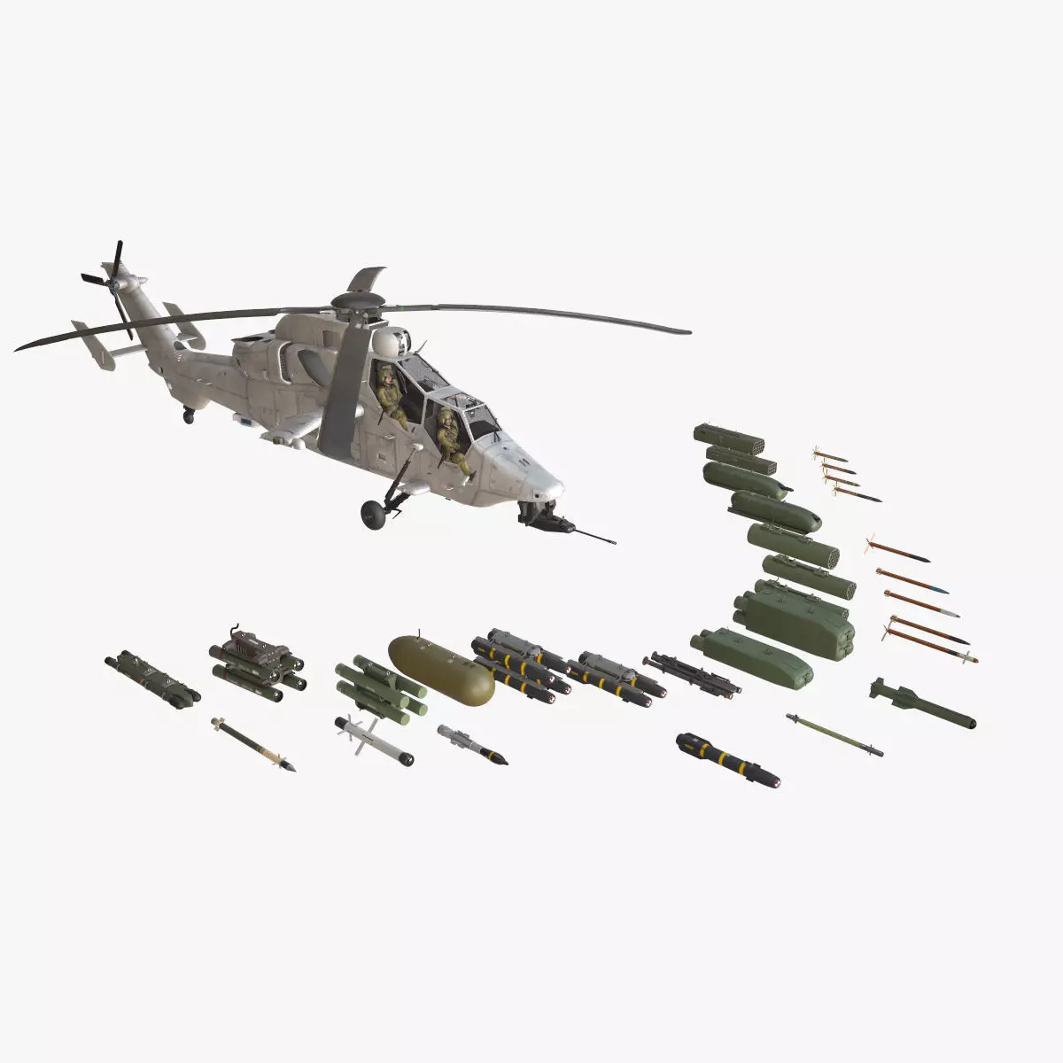  EC-665 Tiger HAD Blank Complex Animation Low-poly 3D model_0