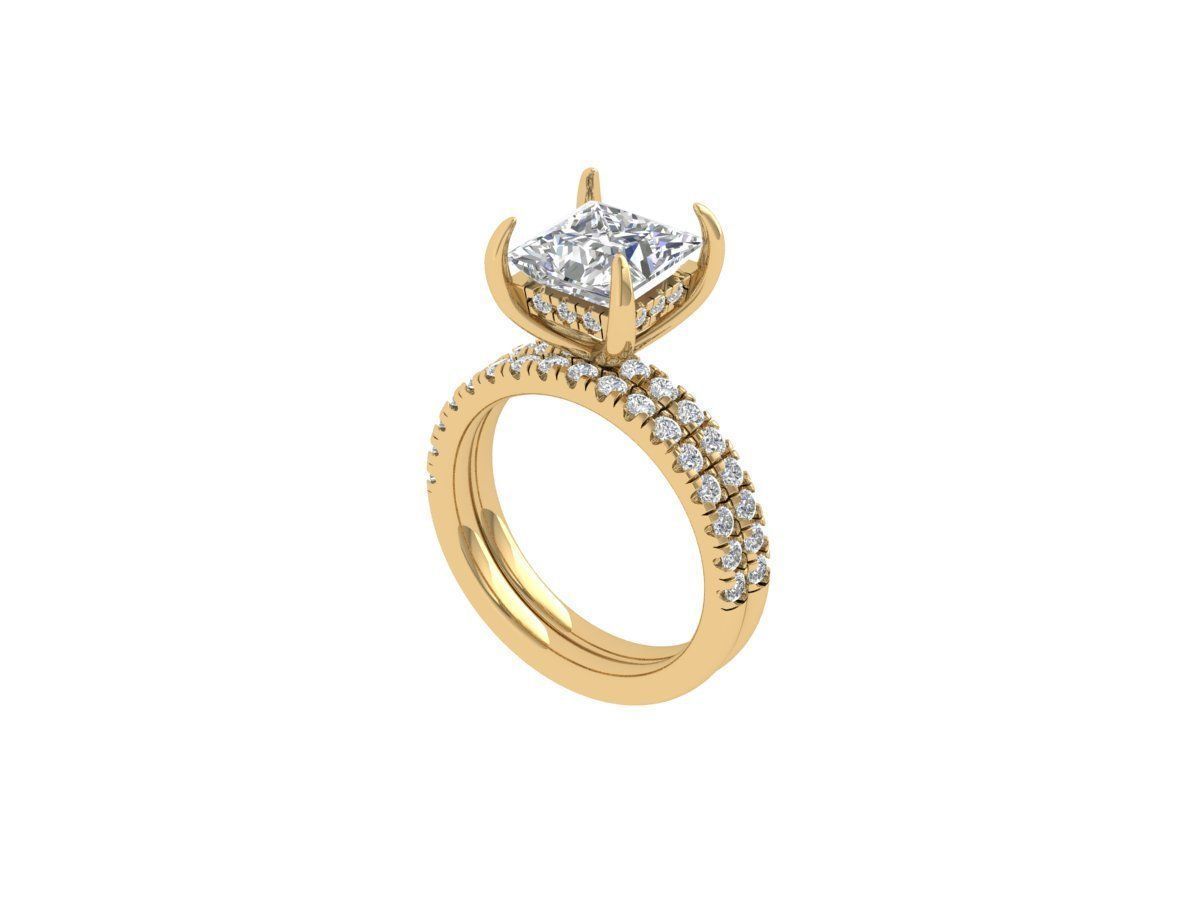 Solitaire Princess Bridal Set 3D print model_1