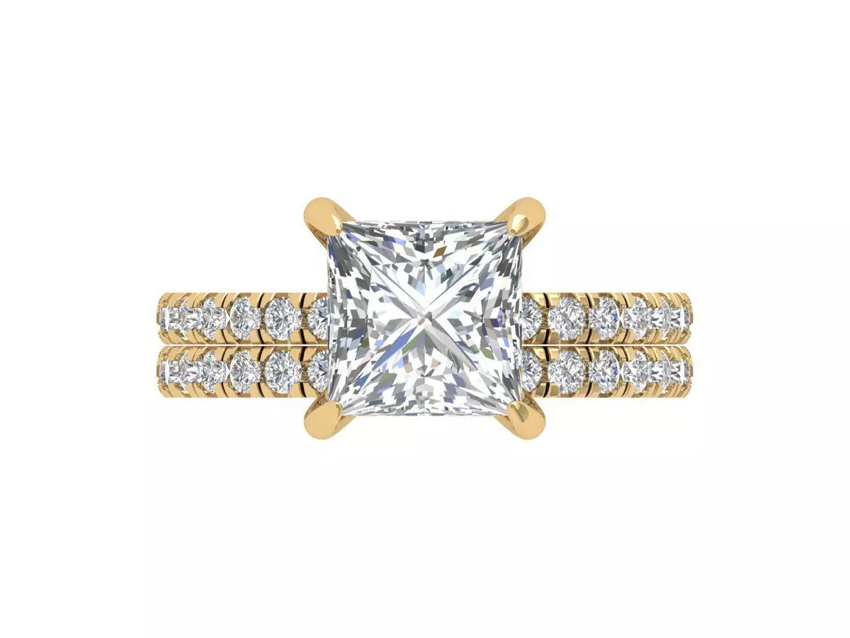 Solitaire Princess Bridal Set 3D print model_0