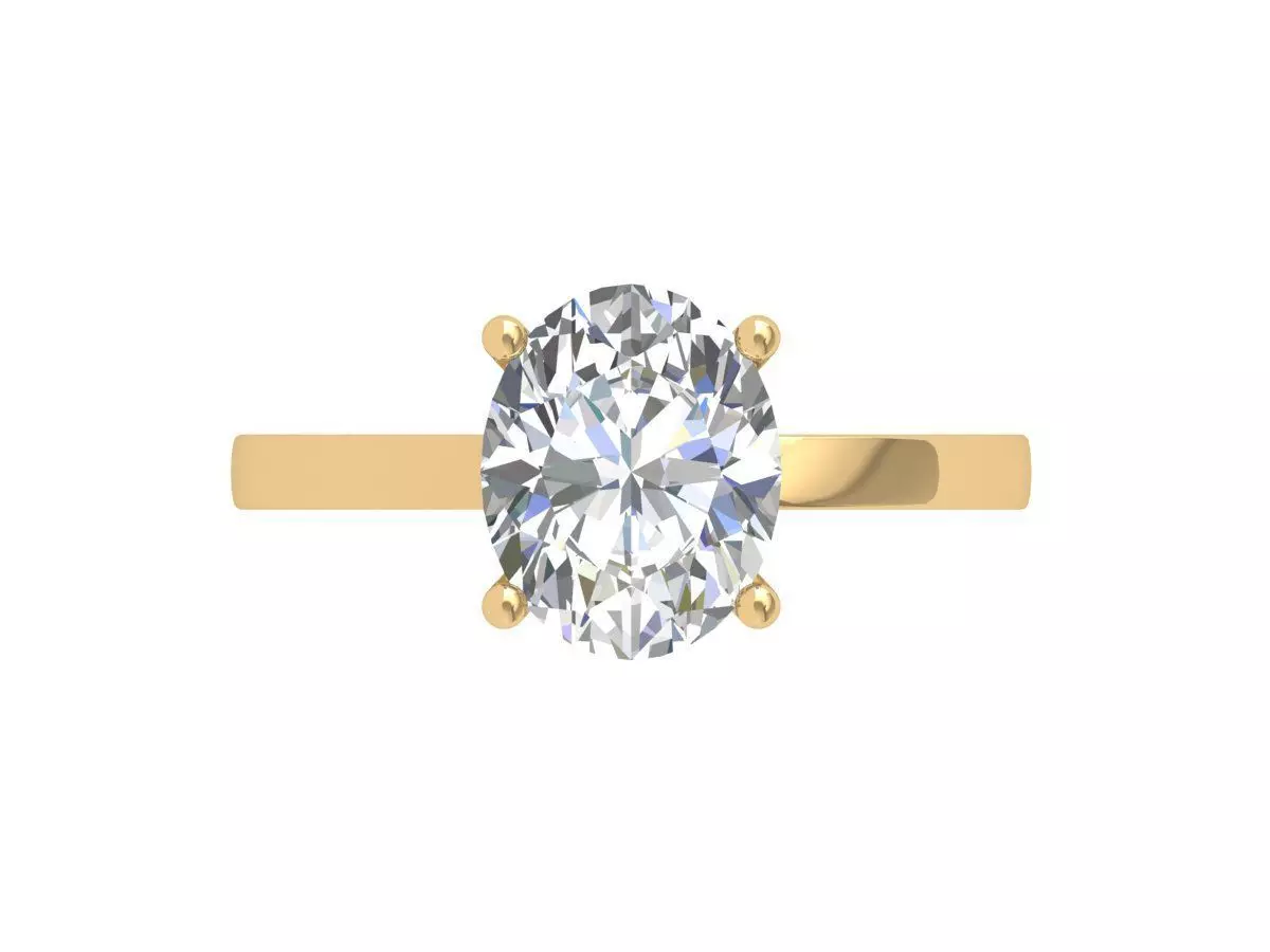 Oval Solitaire Ring 3D print model_0