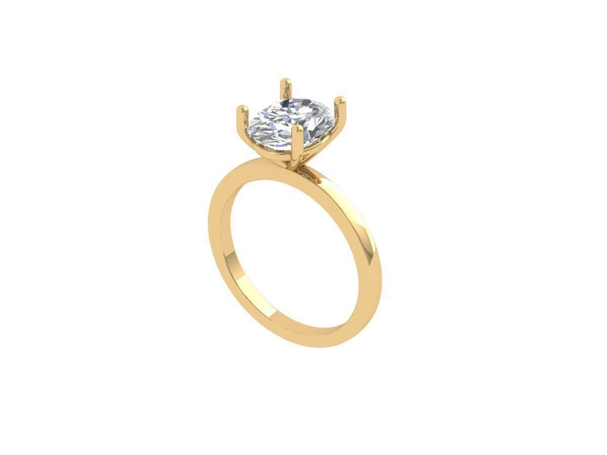 Oval Solitaire Ring 3D print model_1