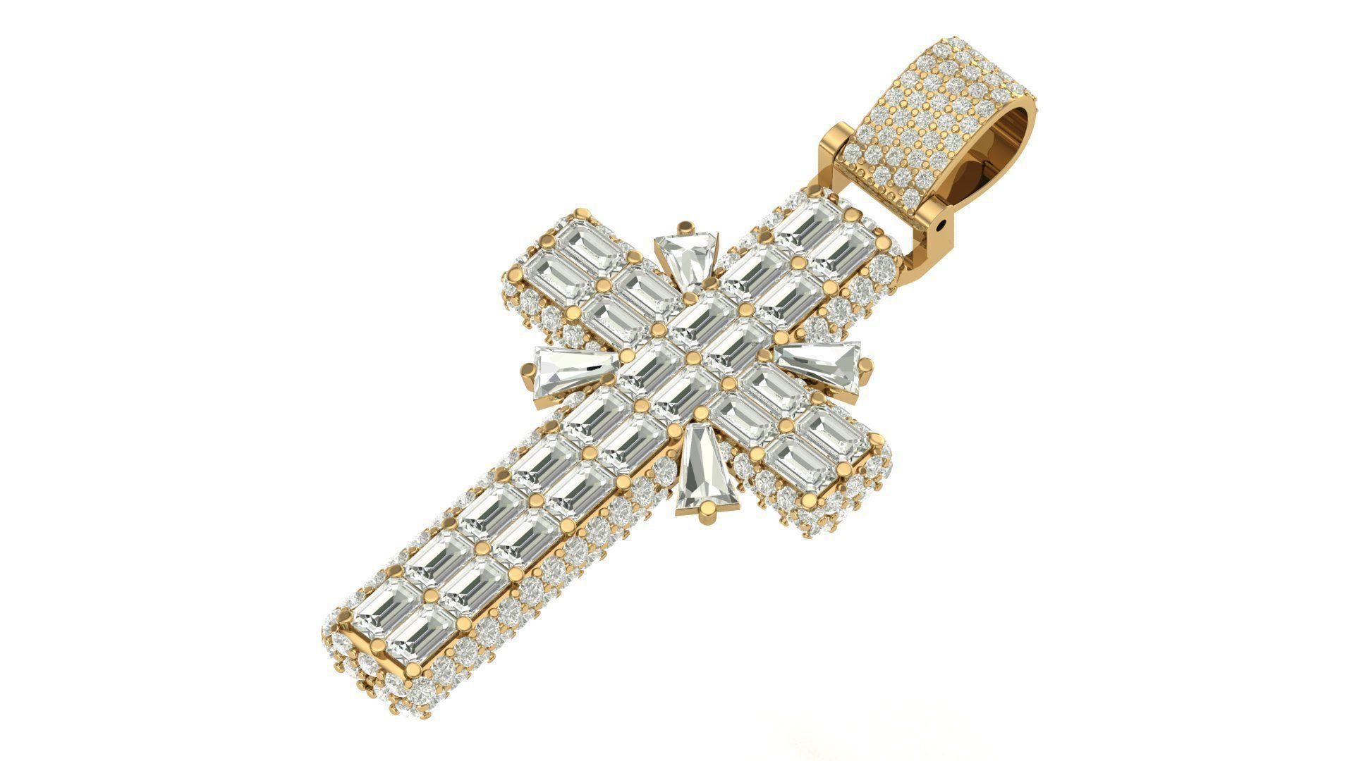 cross hiphop pendant 3D print model_3